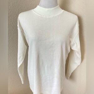 Turtleneck top cotton top ivory white top women’s 12-14 top